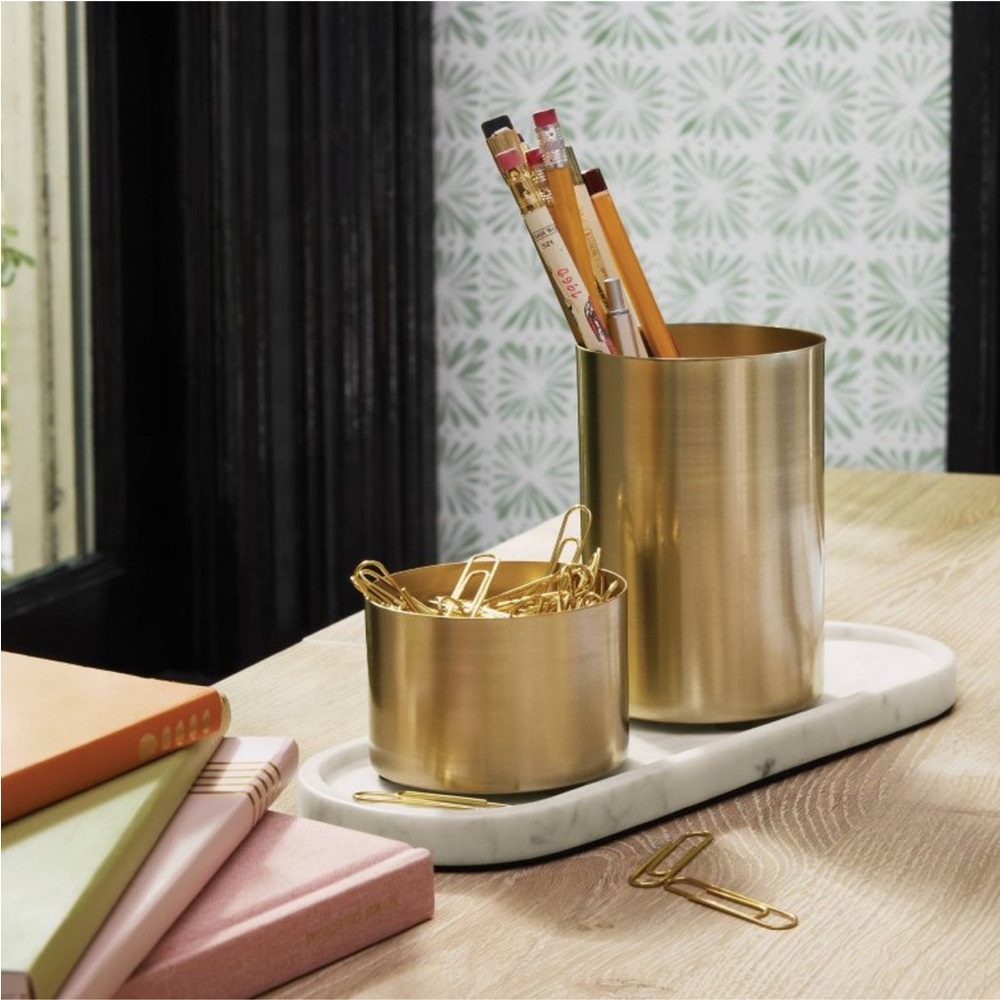 THRESHOLD NWT modular desk org marble tray & metal cups